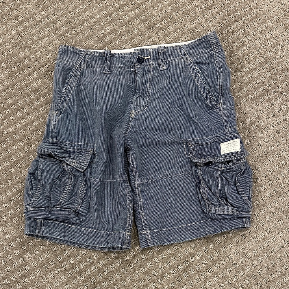Denim & Supply Ralph Lauren Blue Railroad / Hickory Striped Cargo Shorts